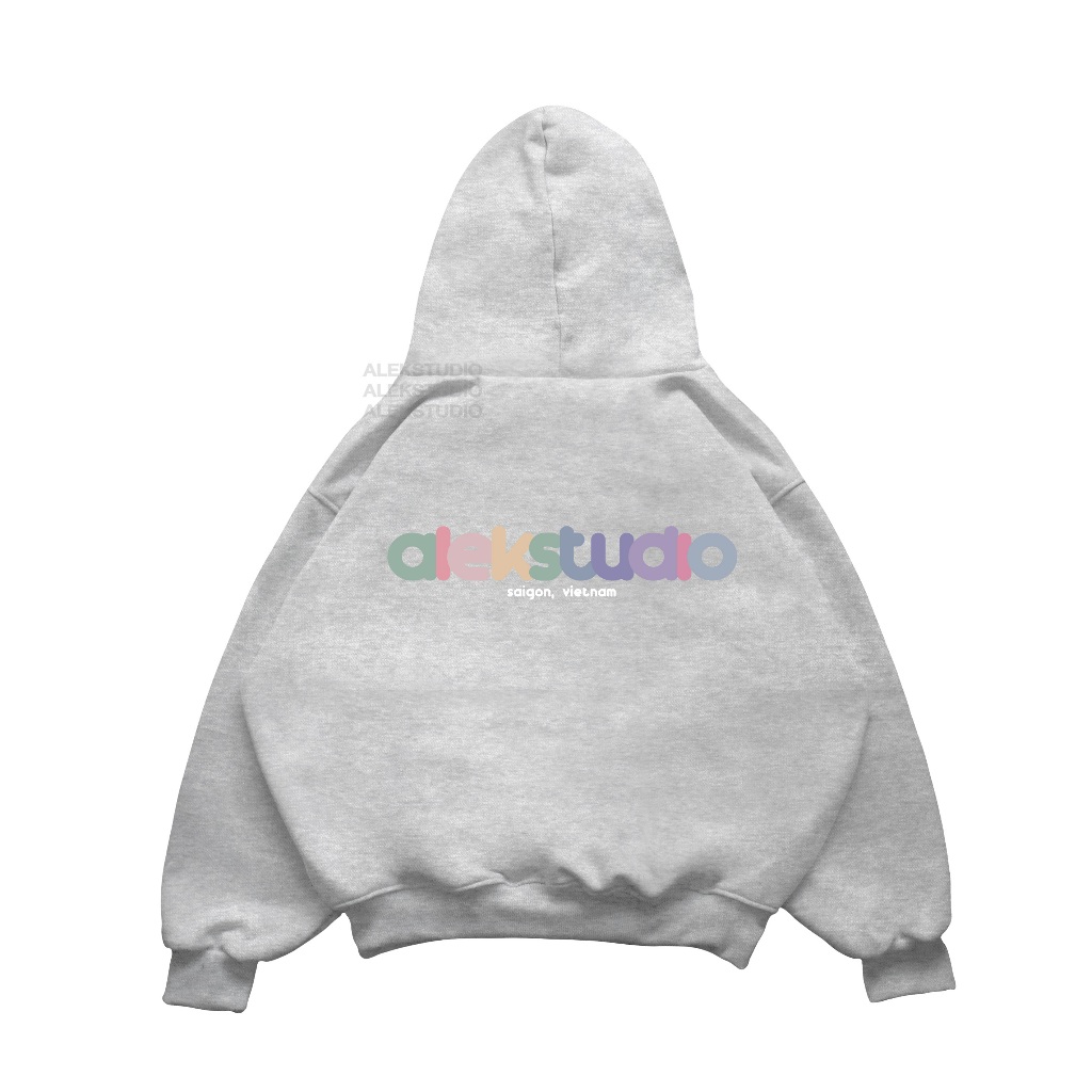 ÁO HOODIE BASIC UNISEX "COLOR" GRAPHIC MÀU XÁM FORM BOXY | ALEKSTUDIO