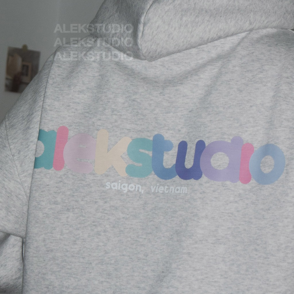 ÁO HOODIE BASIC UNISEX "COLOR" GRAPHIC MÀU XÁM FORM BOXY | ALEKSTUDIO