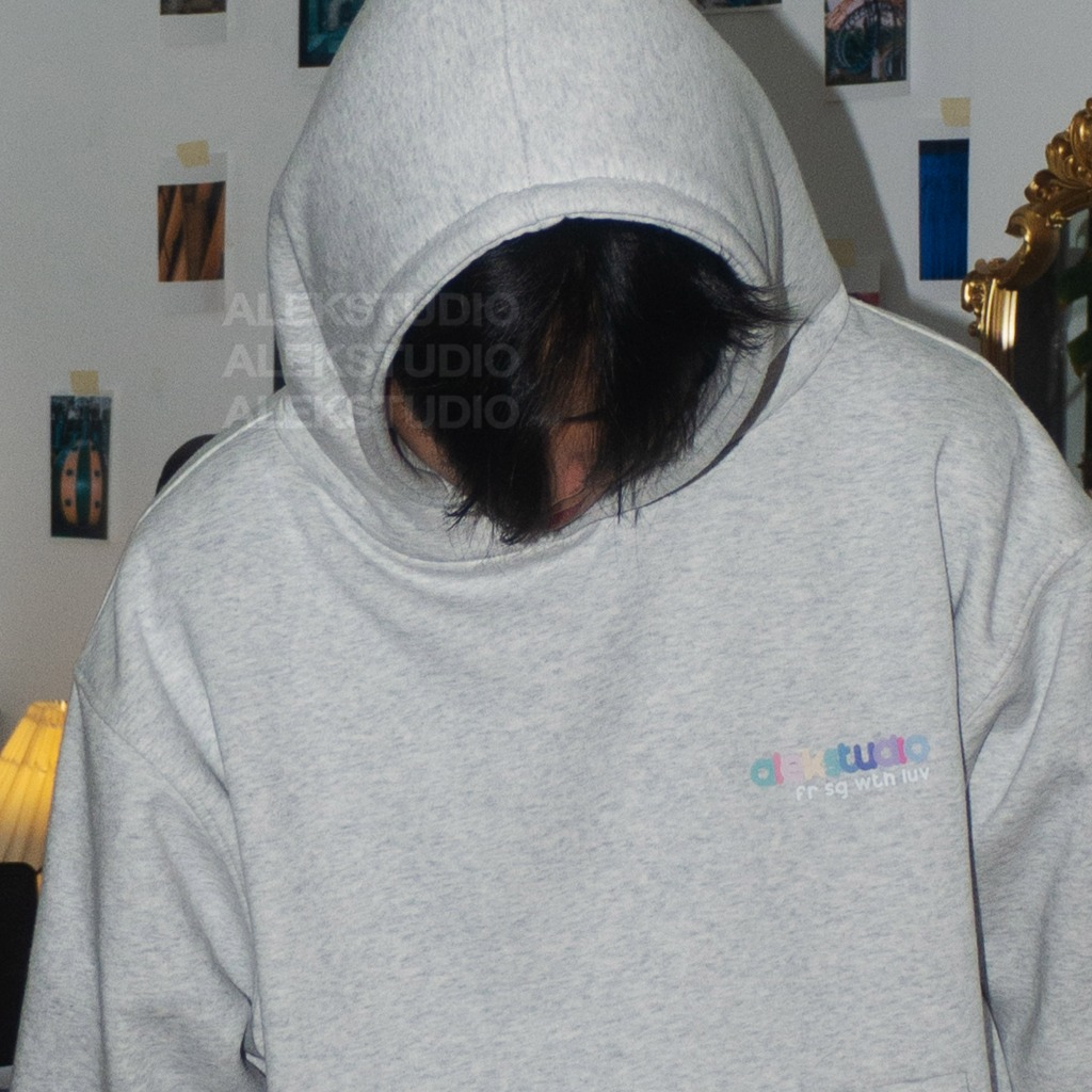 ÁO HOODIE BASIC UNISEX "COLOR" GRAPHIC MÀU XÁM FORM BOXY | ALEKSTUDIO