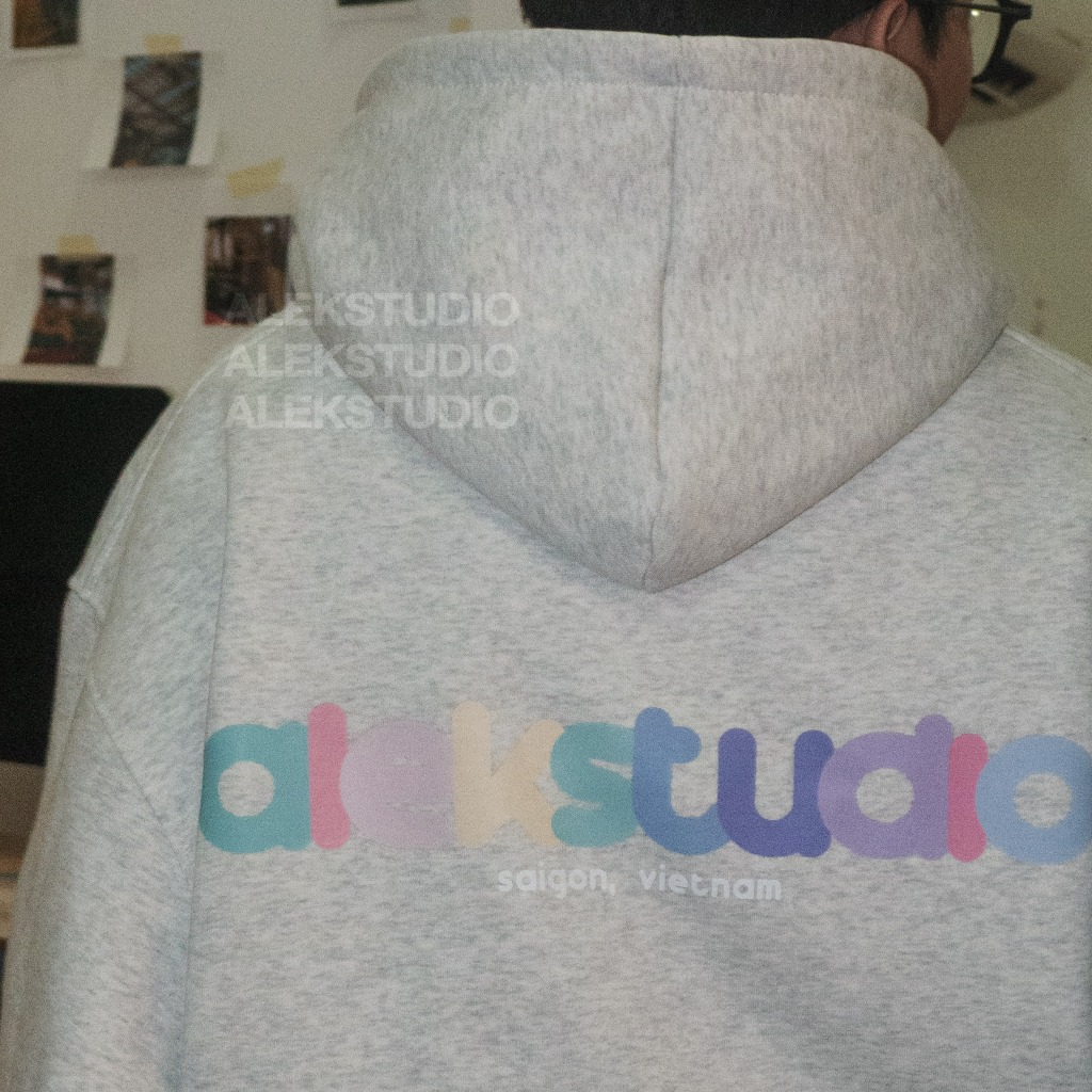 ÁO HOODIE BASIC UNISEX "COLOR" GRAPHIC MÀU XÁM FORM BOXY | ALEKSTUDIO