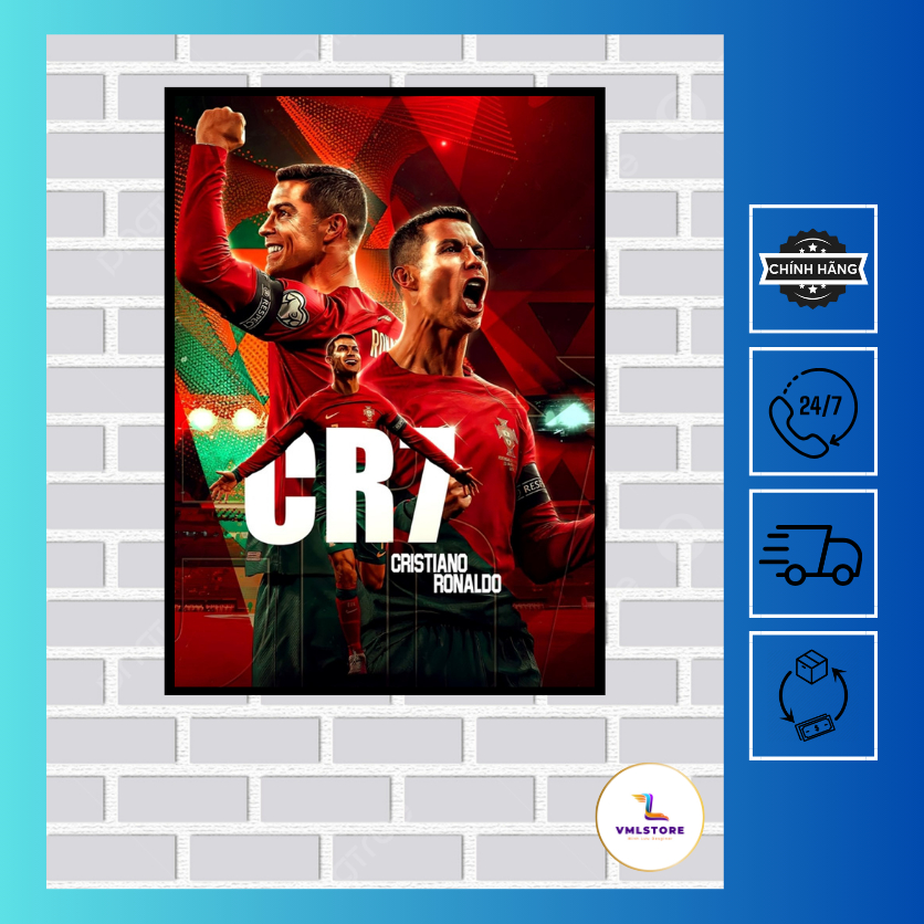Poster Ronaldo Cr7, Khung Ảnh Bóng Đá Treo Tường, Để Bàn Size ( A5,A4,A3) Mã Sp:Cr004