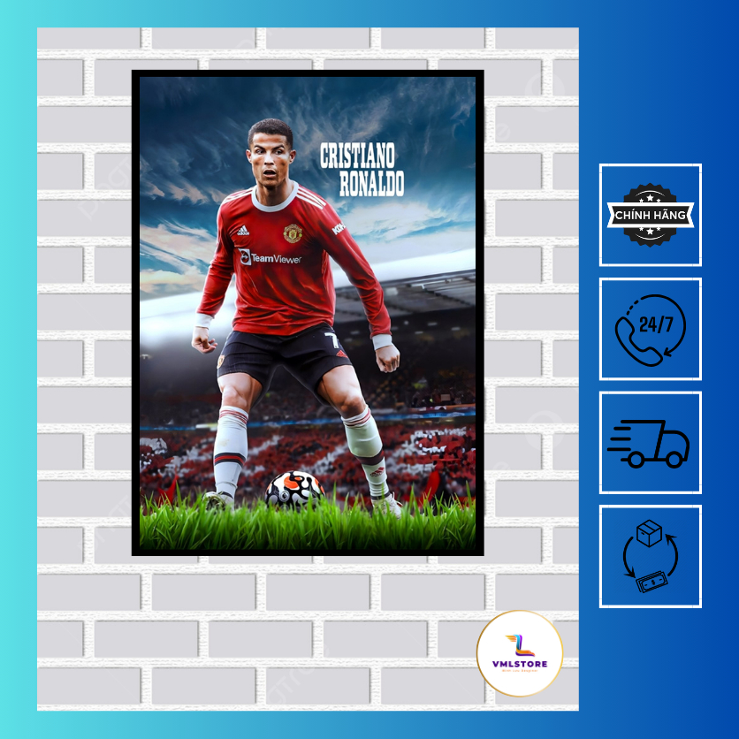 Poster Ronaldo Cr7, Khung Ảnh Bóng Đá Treo Tường, Để Bàn Size ( A5,A4,A3) Mã Sp:Cr005