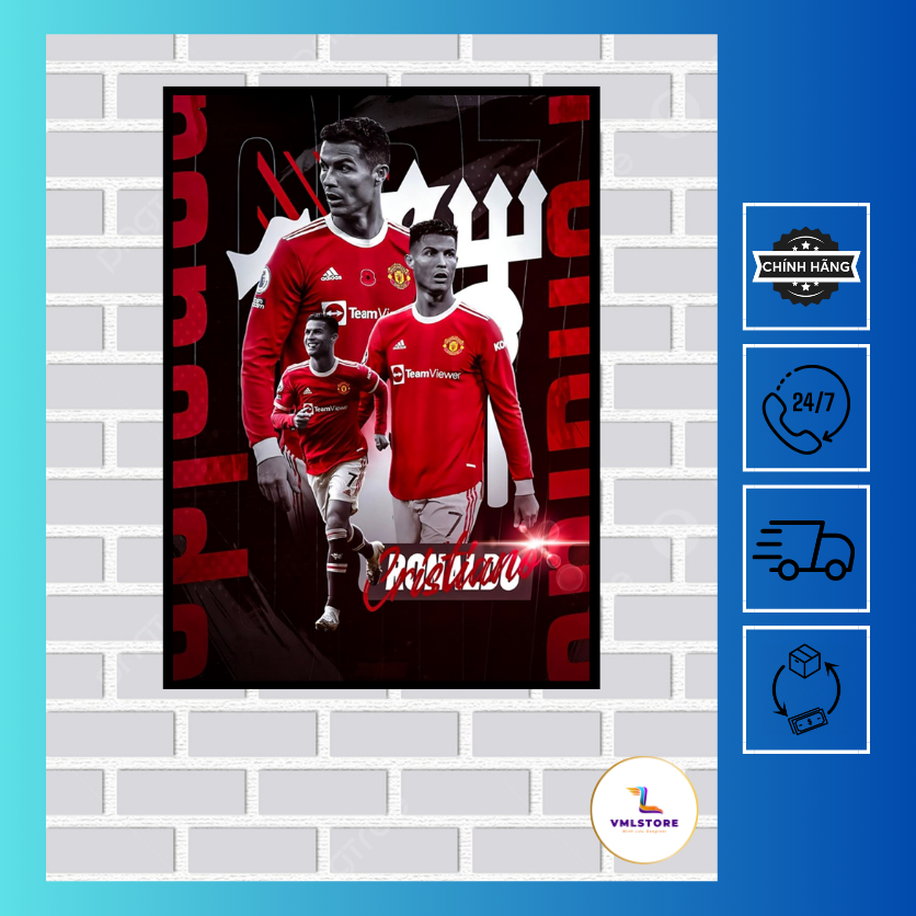 Poster Ronaldo Cr7, Khung Ảnh Bóng Đá Treo Tường, Để Bàn Size ( A5,A4,A3) Mã Sp:Cr001