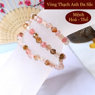 Vòng tay quấn 3 cắt giác đá thạch anh tam tài, hợp các mệnh hỏa - mệnh thổ