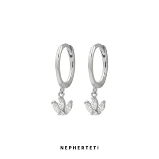 Khuyên tai bạc 925 - Khoen tròn charm đá ba lá (giá 1 chiếc) - Nepherteti