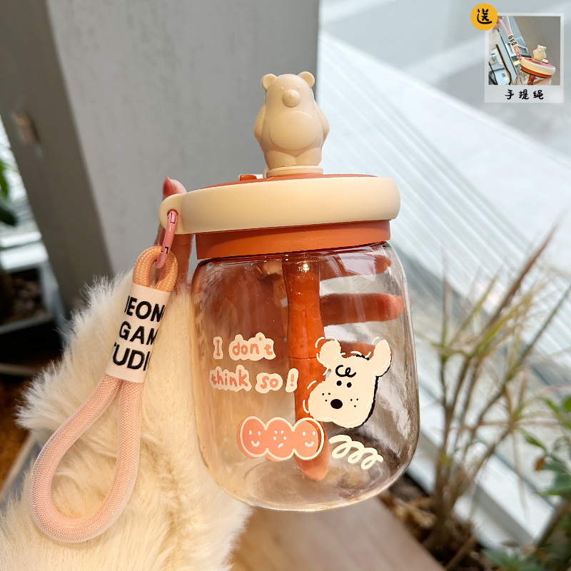 Bình Nước Dung Tích Lớn Có Tay Cầm Và Ống Hút Dễ Thương Cho Bé B11