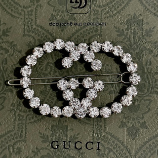 Kẹp tóc gucci đính đá màu bạc