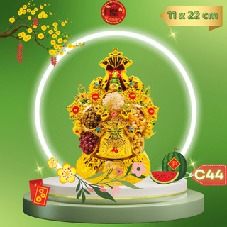 Tháp tỏi tài lộc ông địa tỏi thần tài ngọc thực túi vàng song cá phong thủy đèn led - TỎI CÁT TƯỜNG
