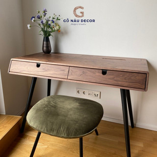 Bàn làm việc gỗ sồi có ngăn kéo - Gỗ Nâu