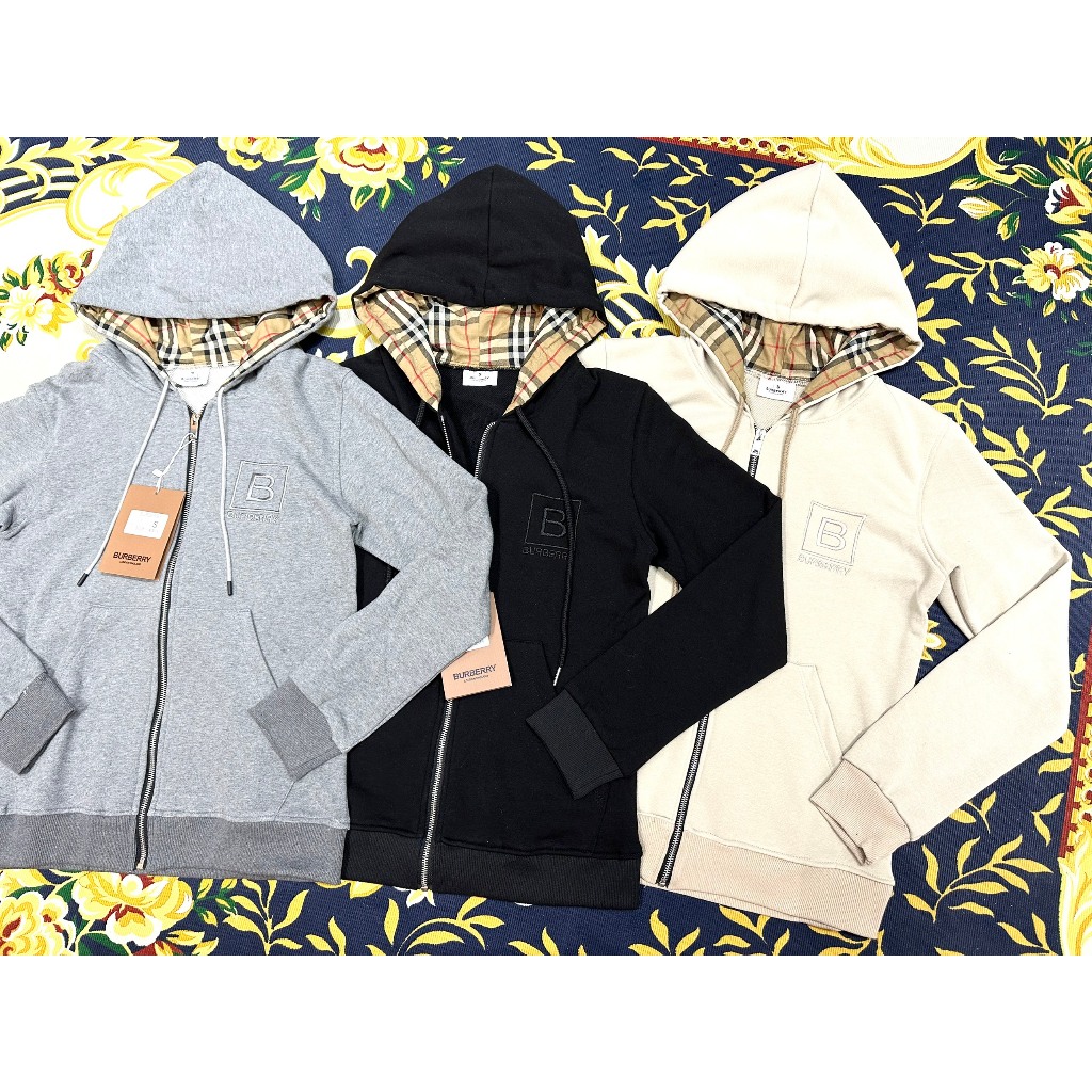 Áo Khoác Nỉ mũ 2 lớp lót kẻ dày dặn - Thêu BB Cao Cấp