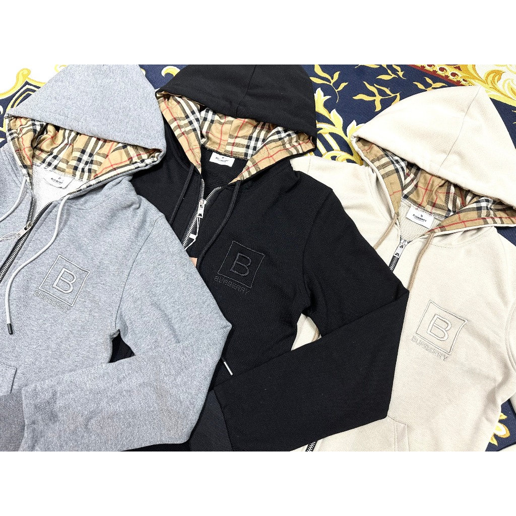 Áo Khoác Nỉ mũ 2 lớp lót kẻ dày dặn - Thêu BB Cao Cấp