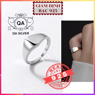 Nhẫn bạc 925 bản to form nhỏ ngón út khuyên kẹp vành nam nữ S925 GEOMETRIC QA Silver Ring RI220901
