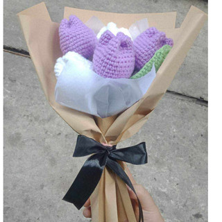 Hoa Tulip Len Handmade Màu pastel