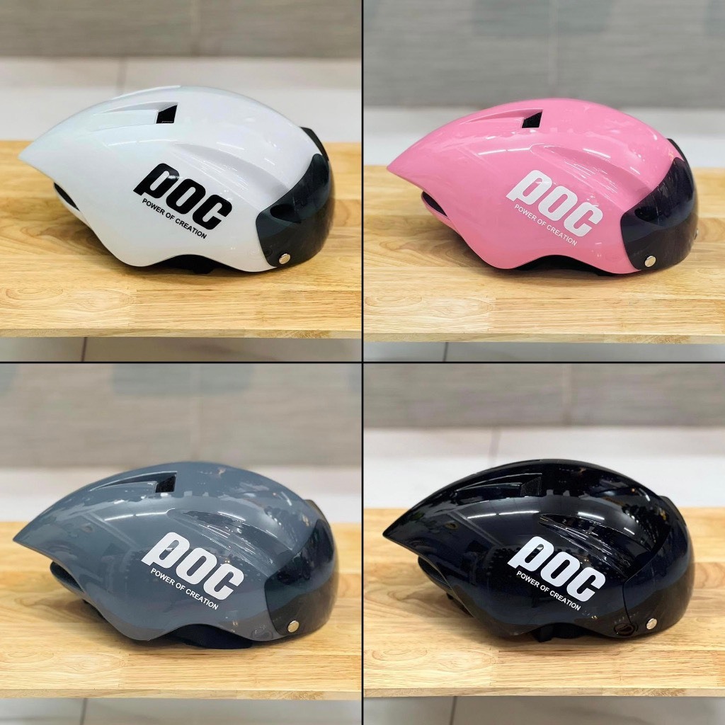 Nón Bảo Hiểm Thể Thao POCC Đuôi Nhọn Nhiều Màu, Tặng Kèm Tai Mèo Ngẫu Nhiên