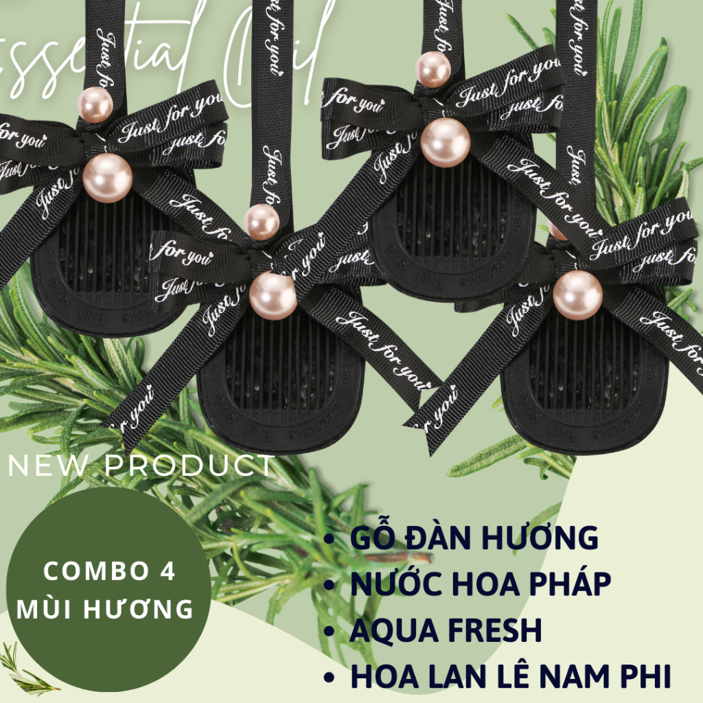 COMBO 4 Mặt Dây Chuyền Treo Ô Tô, Tủ Áo Quần Hương Nước Hoa Cao Cấp, Hạt Tinh Dầu Khử Mùi Hương Thơm Lâu Sang Trọng