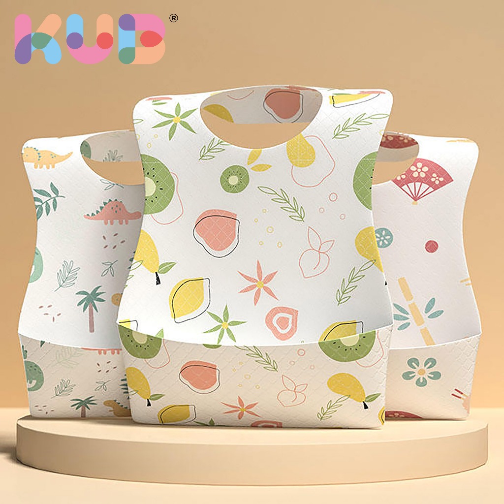 Khăn ăn trẻ em di động KUB dành cho bé ăn dặm làm bằng cotton hữu cơ chống thấm nước dùng một lần 20 miếng có bao bì