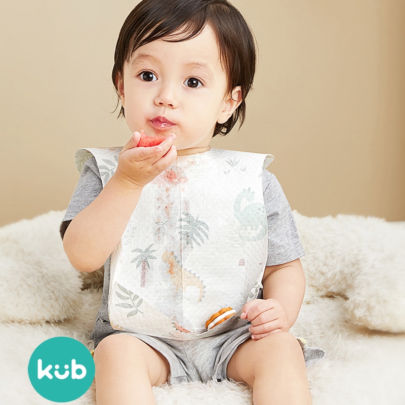Khăn ăn trẻ em di động KUB dành cho bé ăn dặm làm bằng cotton hữu cơ chống thấm nước dùng một lần 20 miếng có bao bì