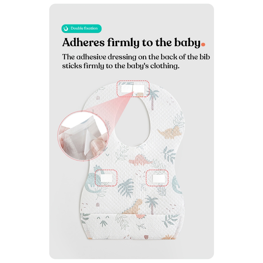 Khăn ăn trẻ em di động KUB dành cho bé ăn dặm làm bằng cotton hữu cơ chống thấm nước dùng một lần 20 miếng có bao bì