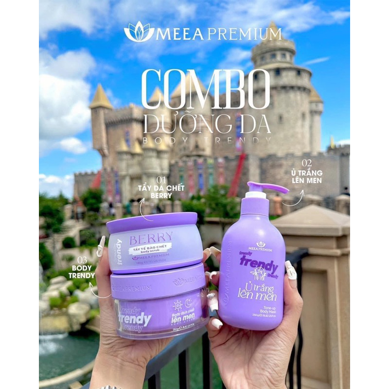 COMBO DƯỠNG TRẮNG BODY TRENDY TÍM MEEA