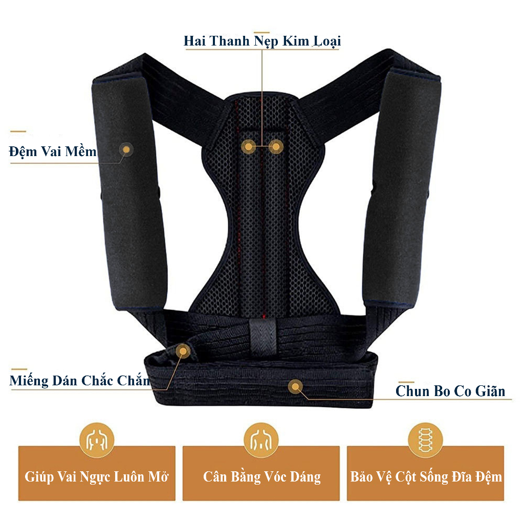 Đai Chống Gù Lưng Andego Cao Cấp Cải Thiện Vóc Dáng Đủ Size Lớn Nhỏ Hỗ Trợ Bảo Hành Lỗi 1 Đổi 1