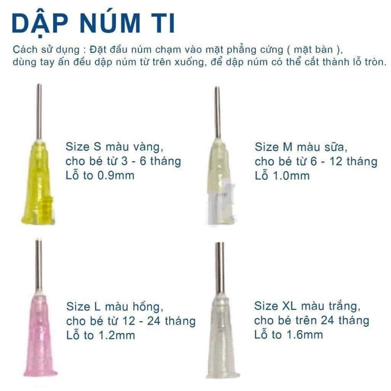 Đục núm ti cho bé 4 size