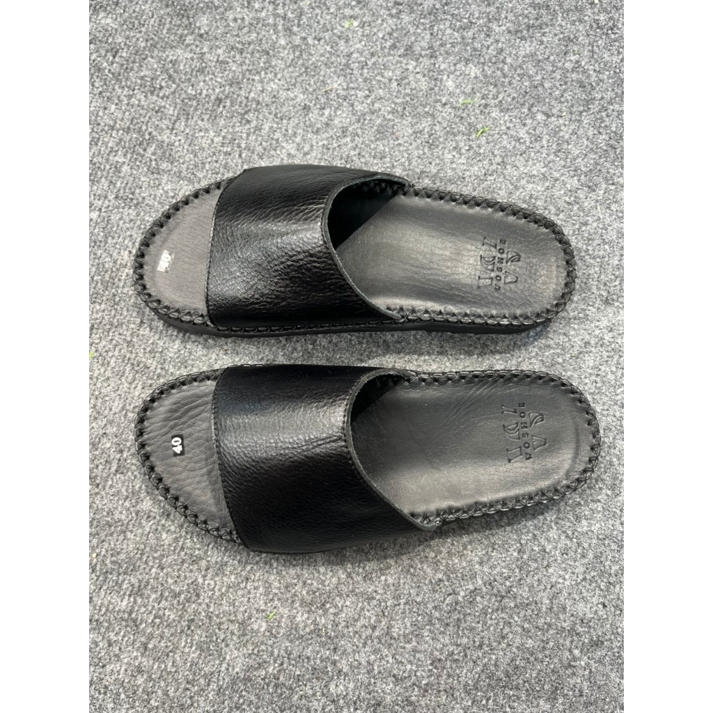 Dép doctor nam quai ngang đế khâu quai da bò thật