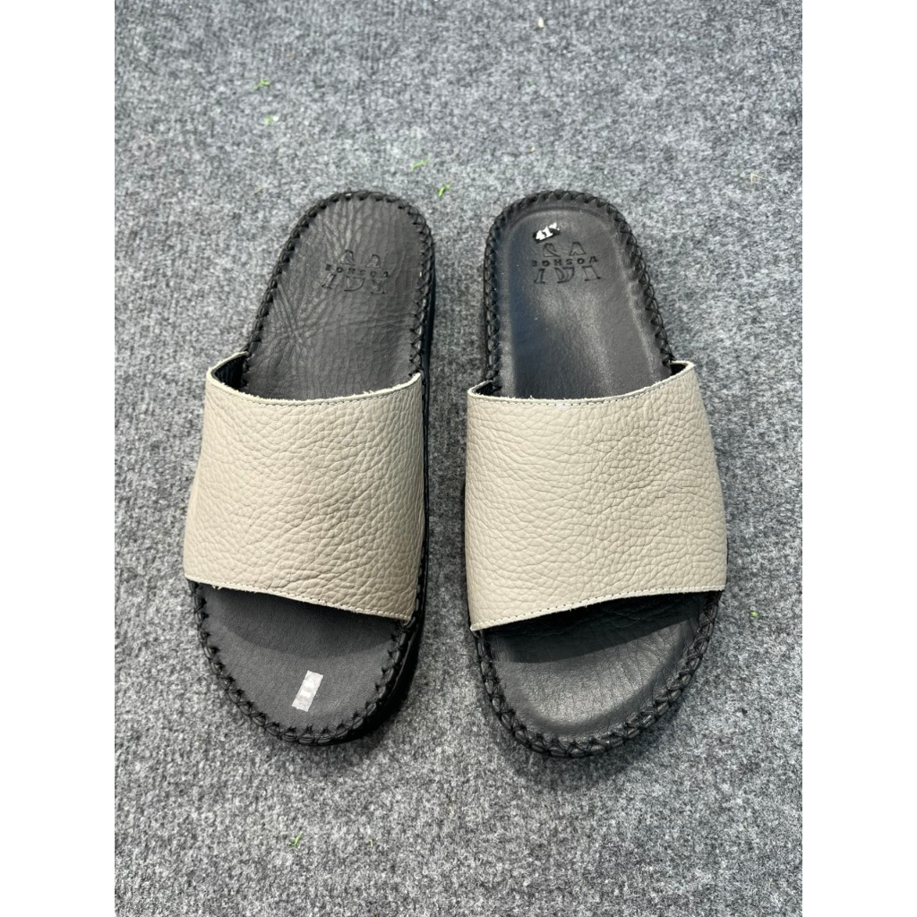 Dép doctor nam quai ngang đế khâu quai da bò thật