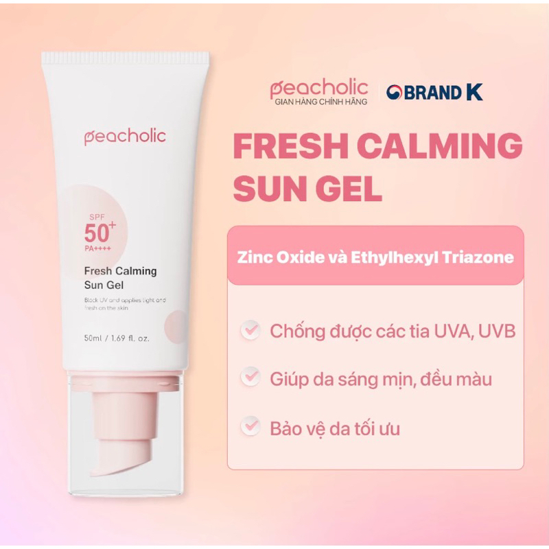 BẢN MỚI Kem chống nắng nâng tone Peacholic Fresh Calming Sun Gel Finish Siêu Đẹp 50ml
