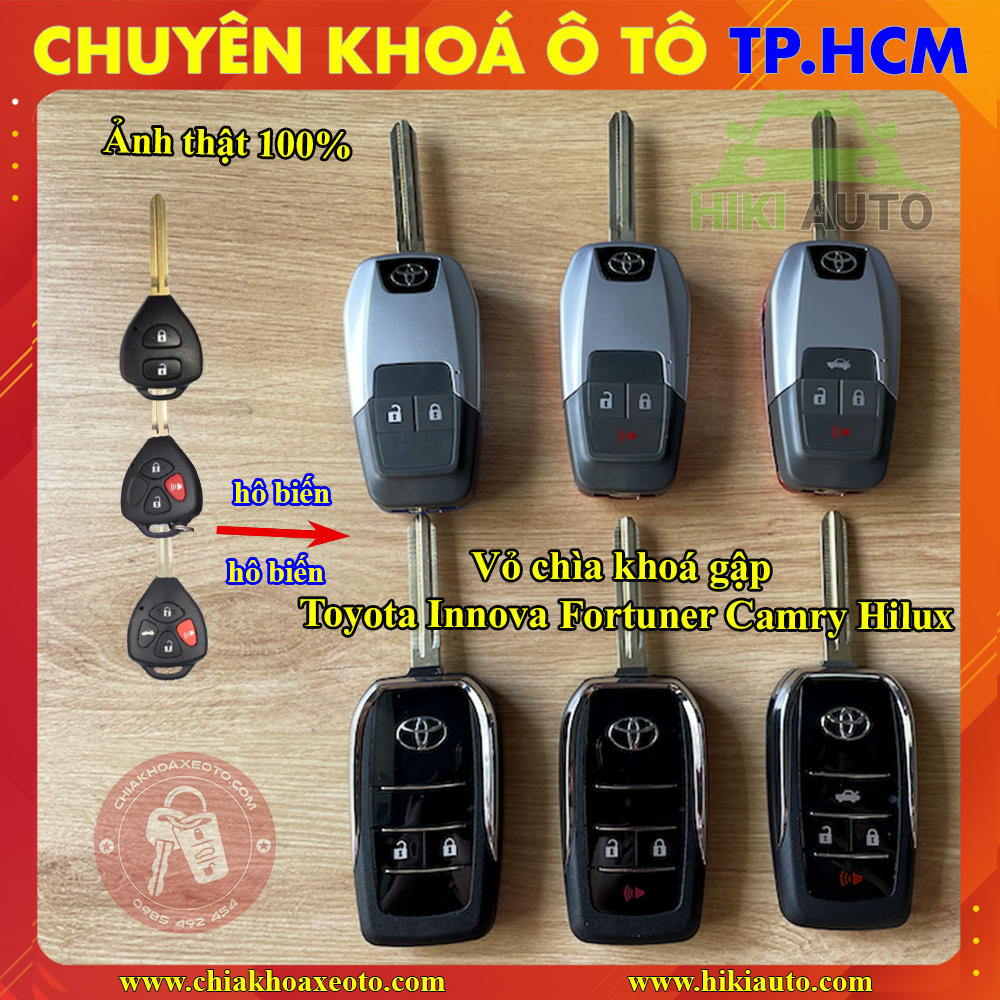 Vỏ Độ Chìa Khoá Gập Toyota Innova Fortuner Hilux Corolla Altis Camry Yaris Vỏ gập Toyota sang trọng tiện lợi
