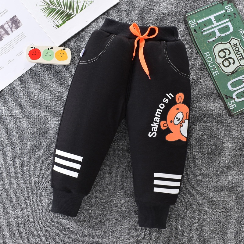 Quần nỉ bé trai  dài chất da cá 100% cotton bo gấu thêu mặt cưới mặc giữ ấm  cho bé từ 8 đến 16 kg lovelykid97.store.