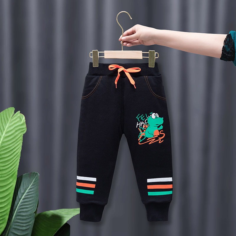 Quần nỉ bé trai  dài chất da cá 100% cotton bo gấu thêu mặt cưới mặc giữ ấm  cho bé từ 8 đến 16 kg lovelykid97.store.