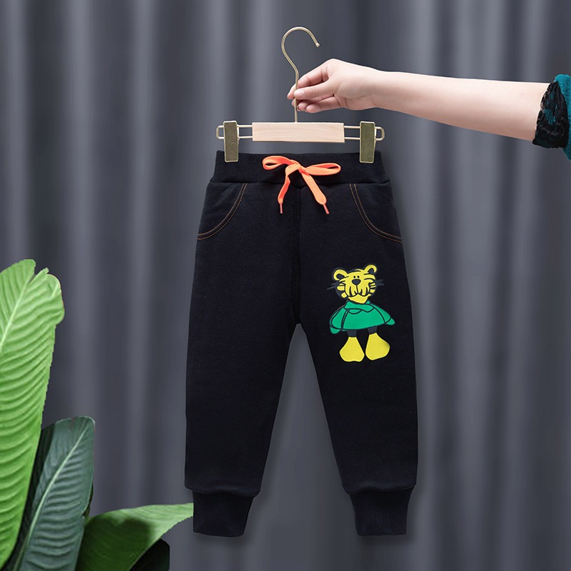 Quần nỉ bé trai  dài chất da cá 100% cotton bo gấu thêu mặt cưới mặc giữ ấm  cho bé từ 8 đến 16 kg lovelykid97.store.