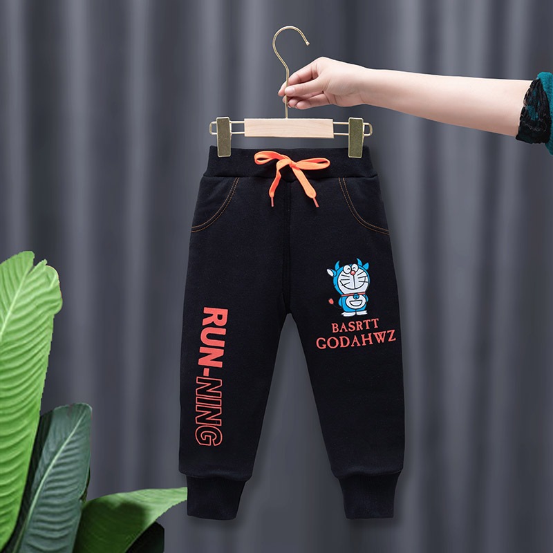 Quần nỉ bé trai  dài chất da cá 100% cotton bo gấu thêu mặt cưới mặc giữ ấm  cho bé từ 8 đến 16 kg lovelykid97.store.