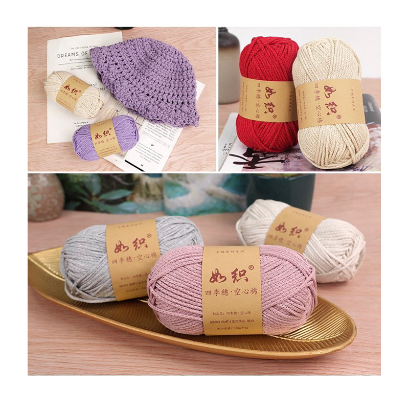 Sợi cotton Ruzhi - sợi cotton Cloud Candy móc túi, mũ 100gr