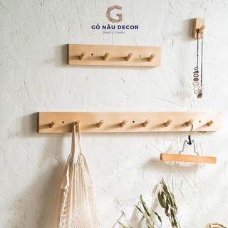 Móc gỗ treo tường trang trí phòng ngủ dễ thương, kiểu dáng vintage decor nhà cửa