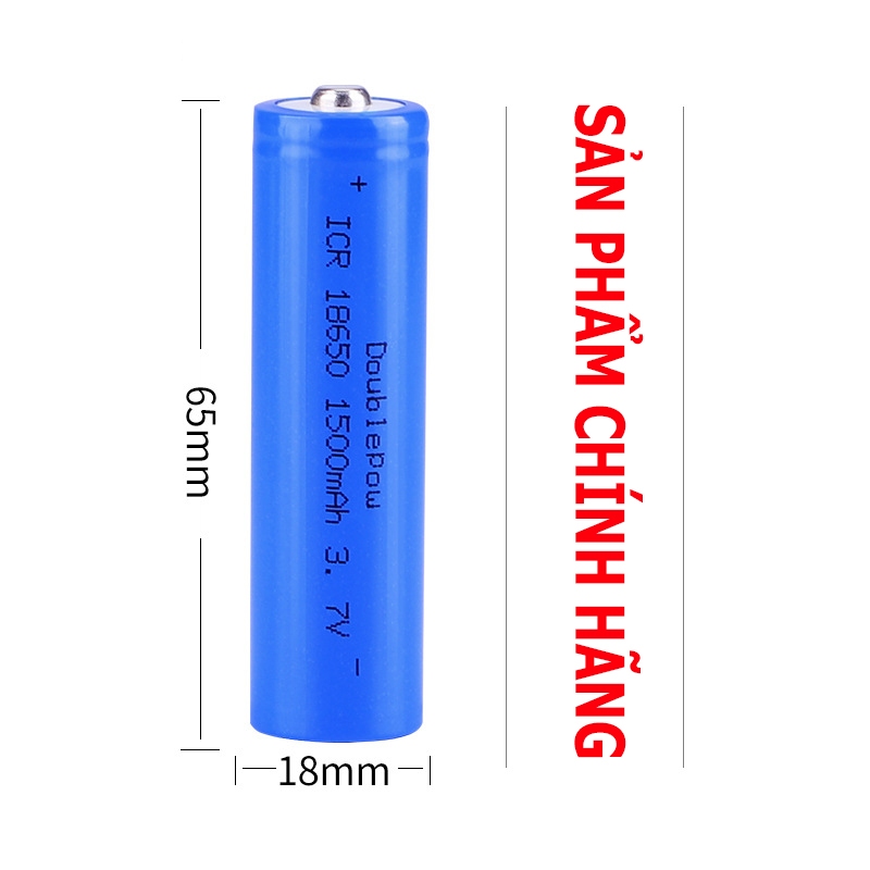Pin 18650 Doublepow 1500mAh  có thể sạc lại, Pin Lithium 3,7V dùng cho đèn pin, quạt cầm tay, đóng máy khoan