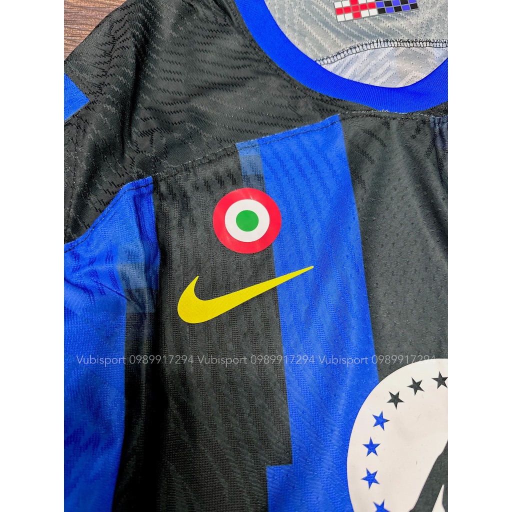 Áo bóng đá cao cấp player phiên bản cận hãng clb Inter Milan áo xanh sọc đen sân nhà vải dệt cao cấp 2023 2024