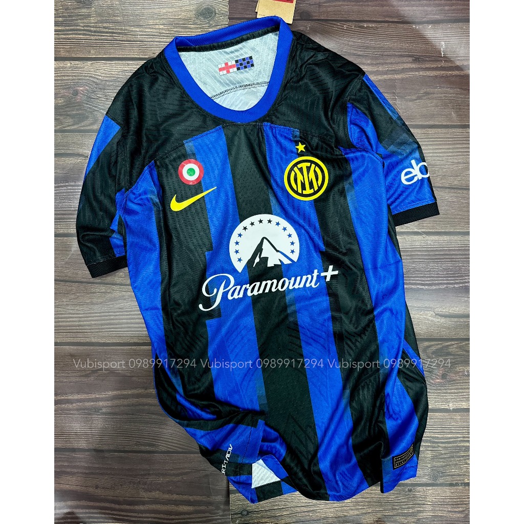 Áo bóng đá cao cấp player phiên bản cận hãng clb Inter Milan áo xanh sọc đen sân nhà vải dệt cao cấp 2023 2024