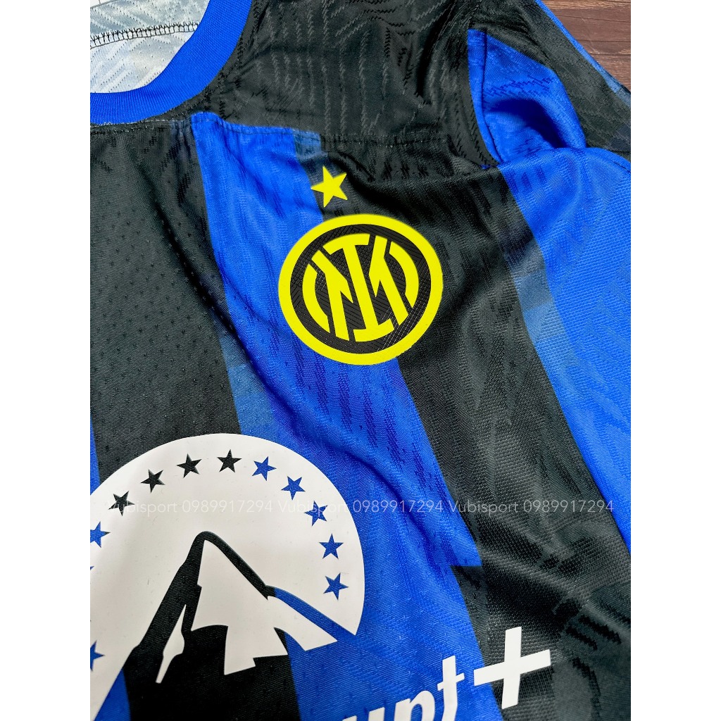 Áo bóng đá cao cấp player phiên bản cận hãng clb Inter Milan áo xanh sọc đen sân nhà vải dệt cao cấp 2023 2024
