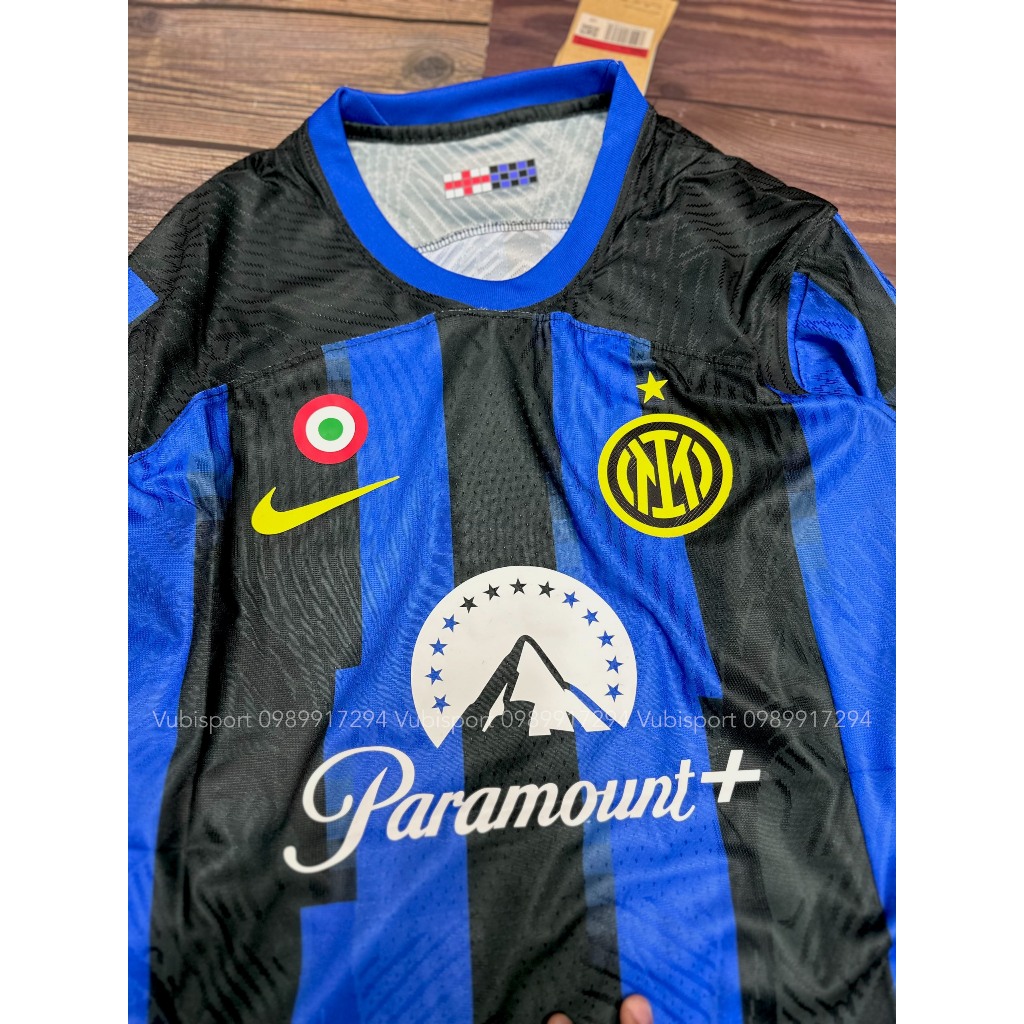 Áo bóng đá cao cấp player phiên bản cận hãng clb Inter Milan áo xanh sọc đen sân nhà vải dệt cao cấp 2023 2024