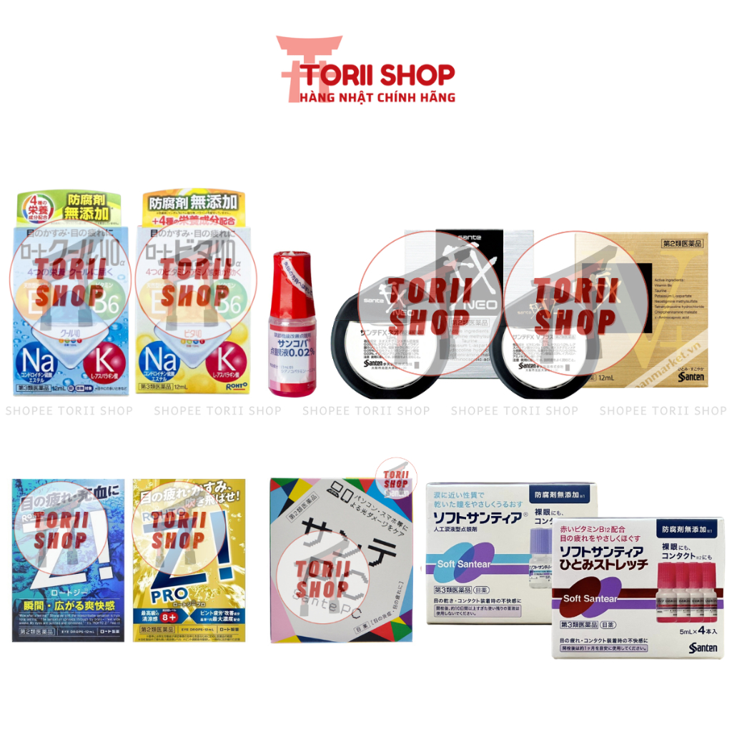 Dưỡng mắt các loại torii | Nhỏ chính hãng, dưỡng ẩm, giảm mỏi, phục hồi và bảo vệ mắt