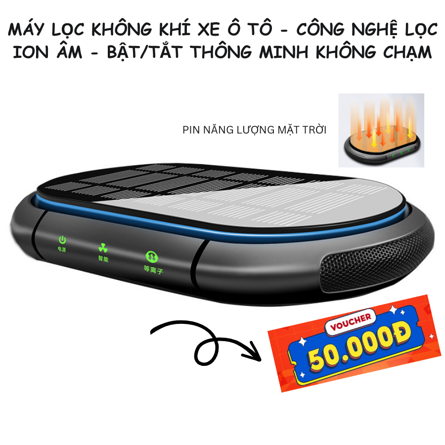 Máy lọc không khí ô tô sạc pin năng lượng mặt trời,Nước hoa ô tô,Máy khử mùi ô tô,Lọc không khí ô tô không dây