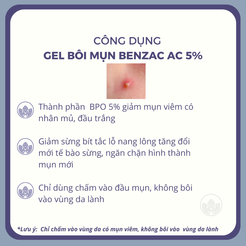 Gel Bôi Mụn Benzac AC 5% hỗ trợ giảm mụn mủ có nhân mụn 15g
