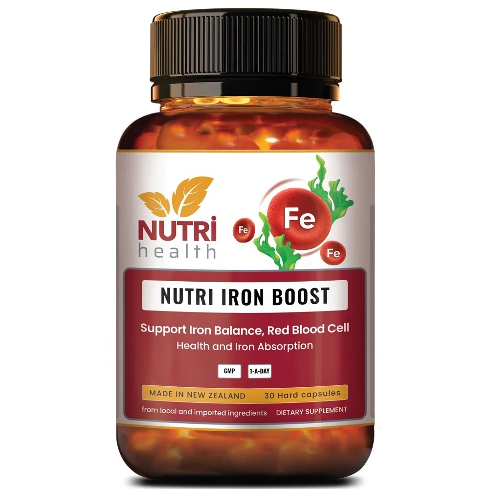 Viên uống bổ máu bổ sung sắt acid folic hữu cơ NUTRI IRON BOOST lọ 30 viên