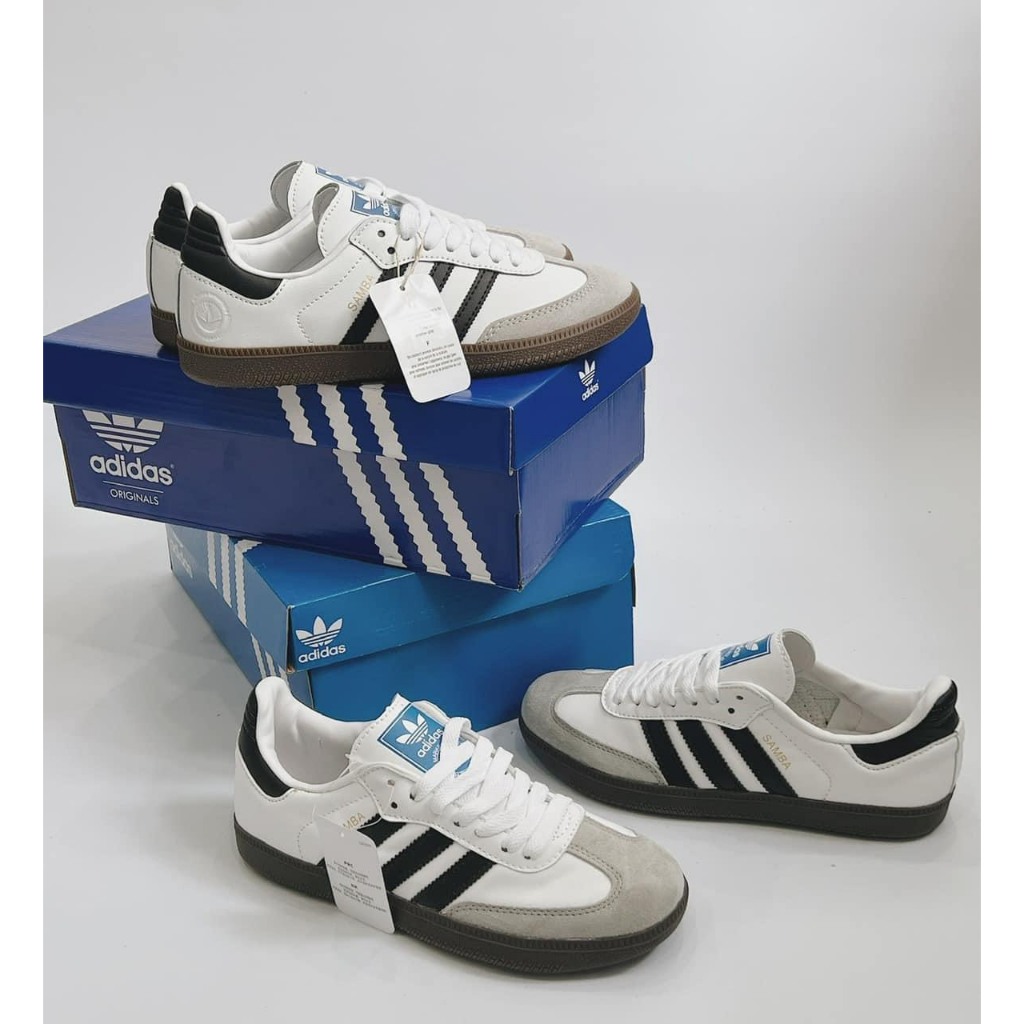 Giày Adidas Samba OG White Nam Nữ, Giày Sneaker Samba Classic Màu Trắng Sọc Đen Bản Da Xịn - Hàng S.Cấp Full Box