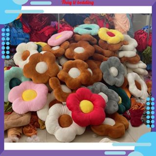 Đệm ngồi bệt, đệm bệt ngồi, trang trí hình bánh quy, hình hoa hương dương xinh xăn, đệm lót ghế nỉ nhung dày dặn mềm mại