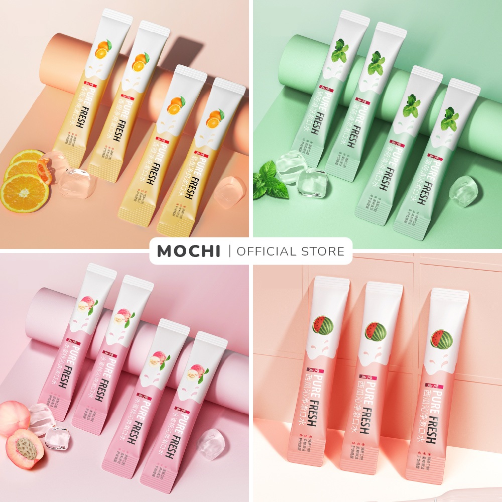 10 Gói Nước Súc Miệng Hương Trái Cây Hoa Quả Thơm Miệng Sạch Sẽ Trắng Răng Veze Xúc Miệng Bạc Hà Đào Cam MOCHI SHOP