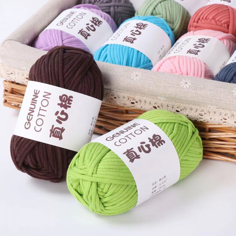 Sợi vải dệt lõi bông Genuine Cotton - sợi móc túi xách hot trend phong cách Hàn Quốc cuộn 50gr