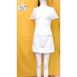 đầm voan kiếng phối họa tiết thêu ô. S782