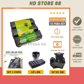 Túi đựng rác sinh học tự phân hủy loại màu và đen 3 cuộn